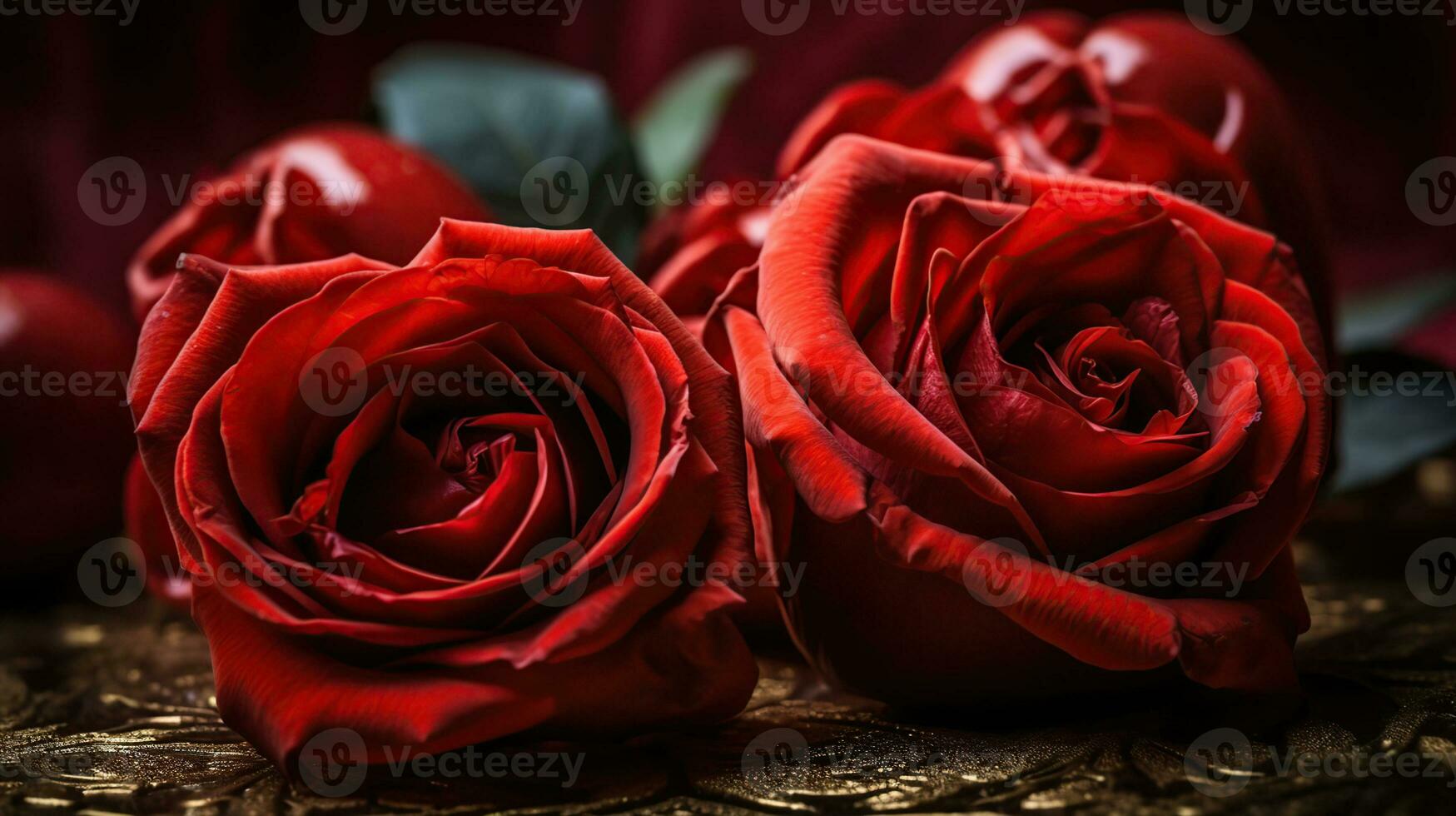 coppia di rosso Rose nel cuore, generativo ai foto