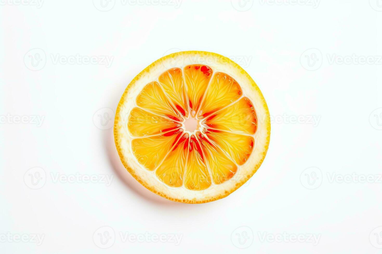 un arancia frutta affettato nel metà su un' pianura bianca sfondo foto