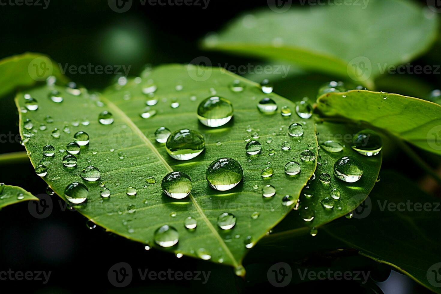 nature momento acqua far cadere su foglia ai generato foto