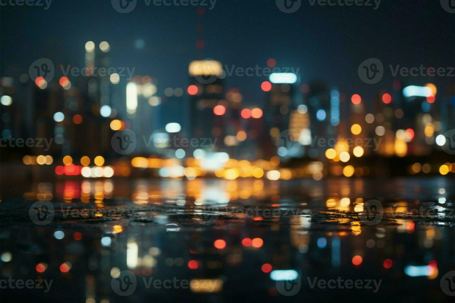 paesaggi urbani bokeh luci creare un' affascinante, astratto notte scena ai generato foto