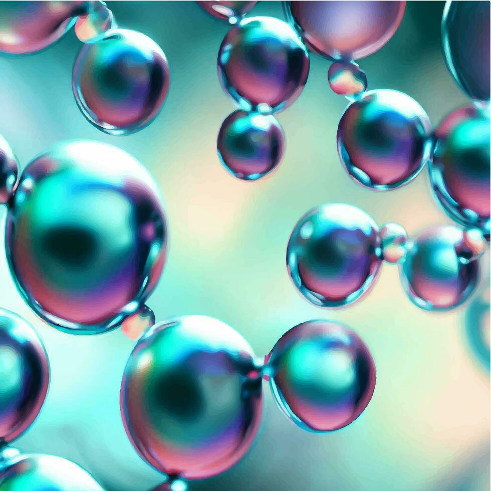 vettore cosmetico essenza, liquido bolla, molecola antiossidante di liquido bolla su acqua 3d sfondo. foto