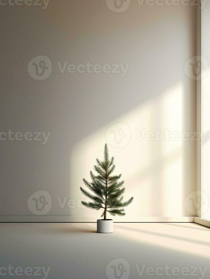un' Natale albero è nel un' camera con un' finestra quello dice Natale foto