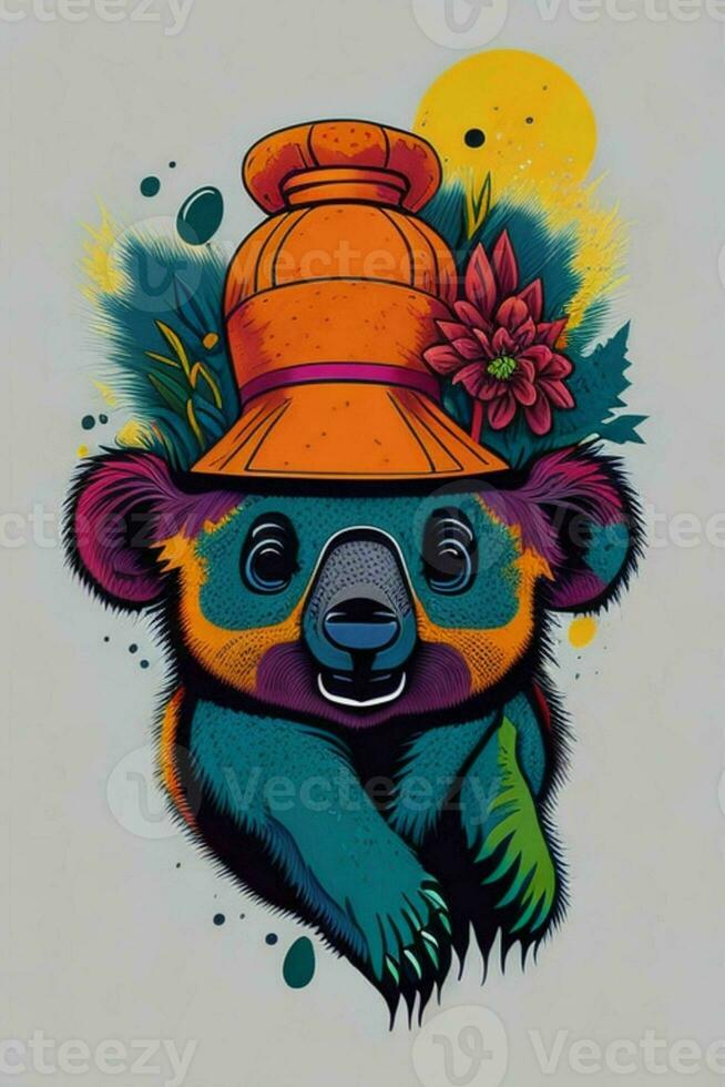 un' dettagliato illustrazione di un' koala per un' maglietta disegno, sfondo, e moda foto