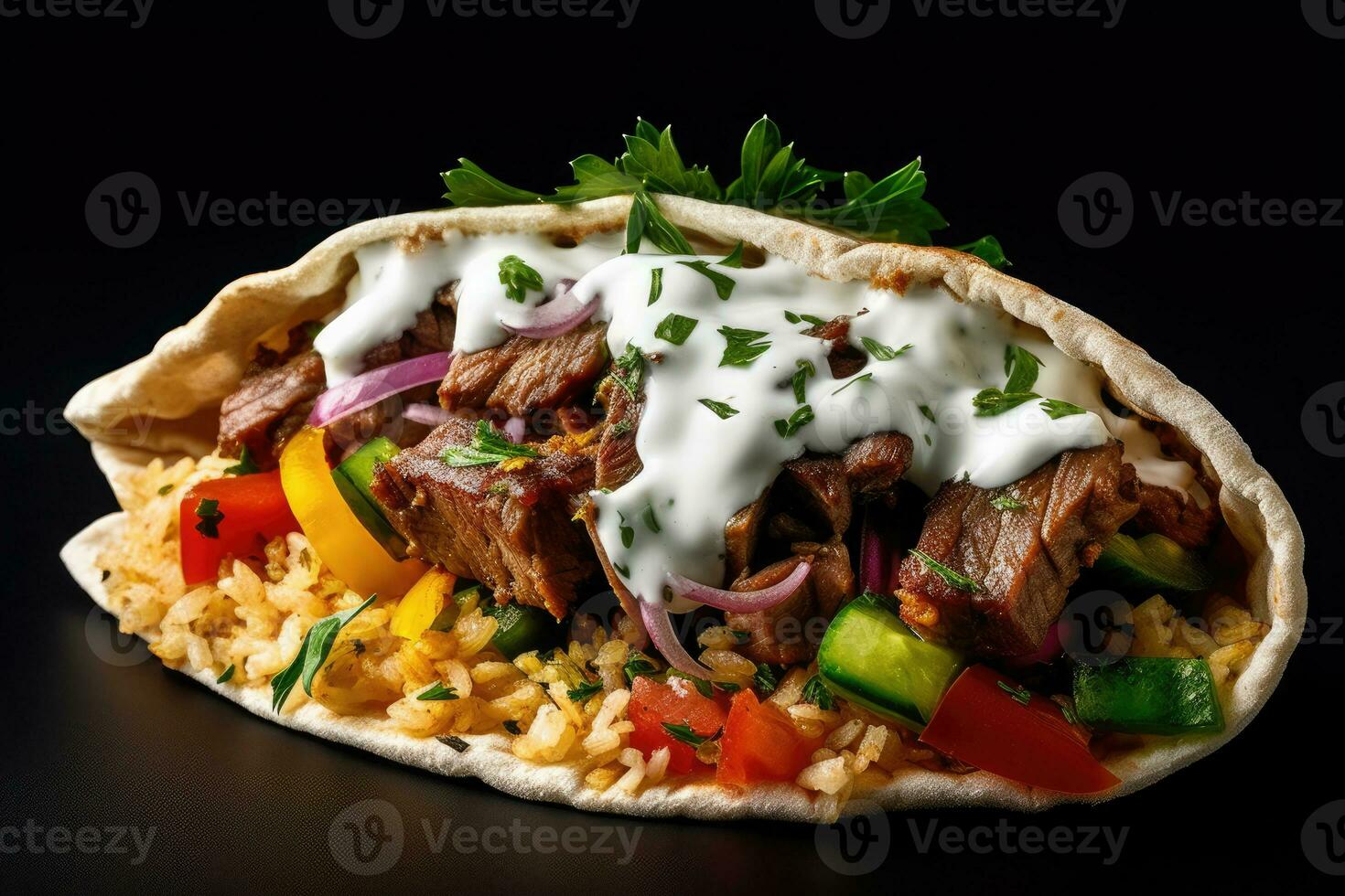 un' shawarma con carne e verdure su esso foto