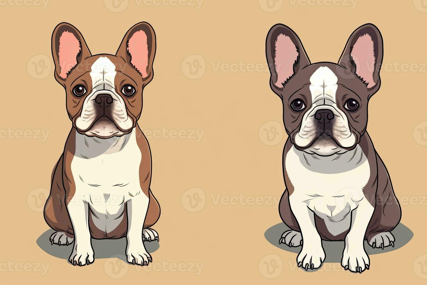 francese bulldog grafico illustrazione isolato su un' monocromatico sfondo generativo ai foto