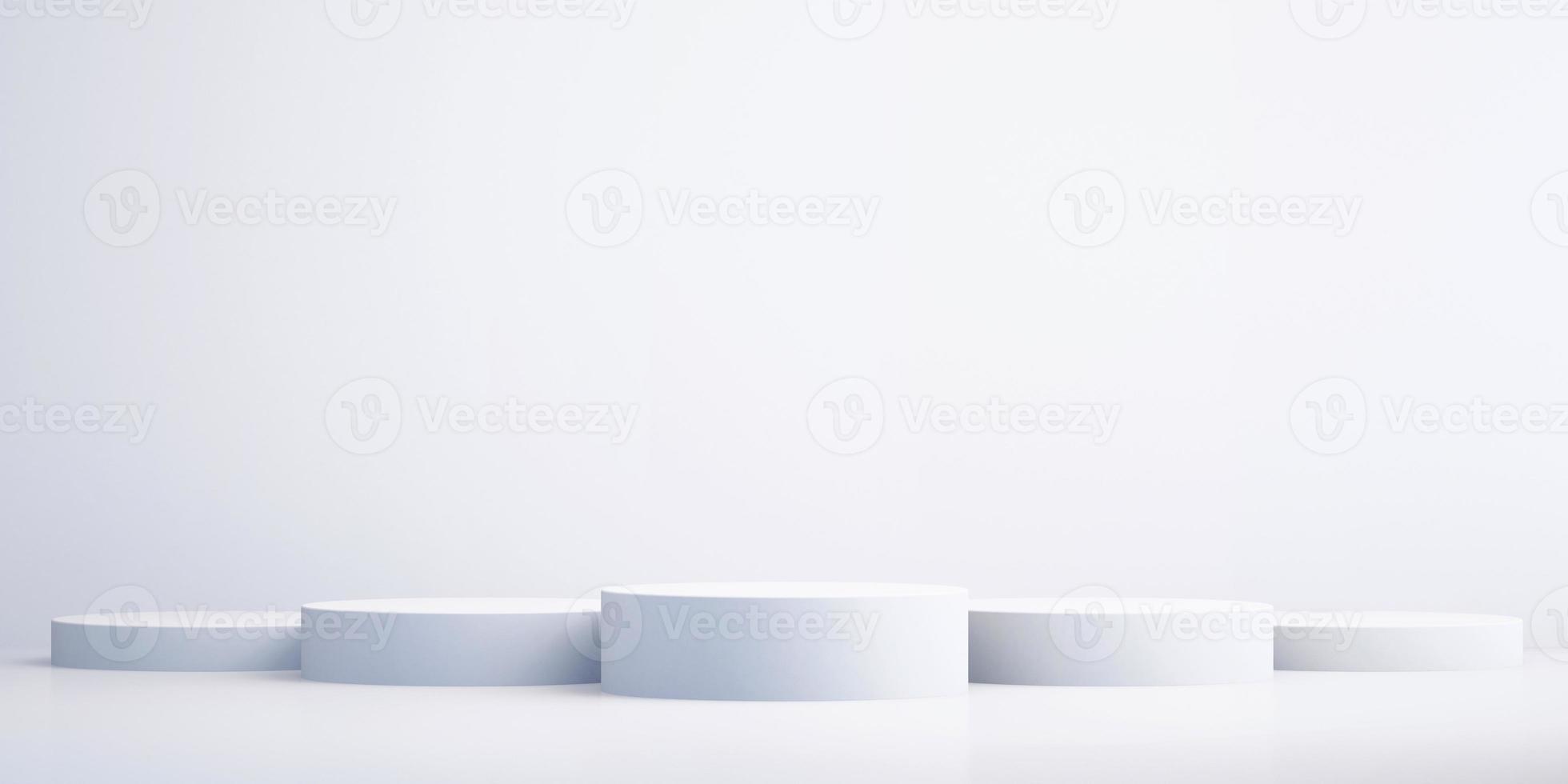 Sfondo 3d per mock up podio per la presentazione del prodotto, sfondo bianco, rendering 3d foto