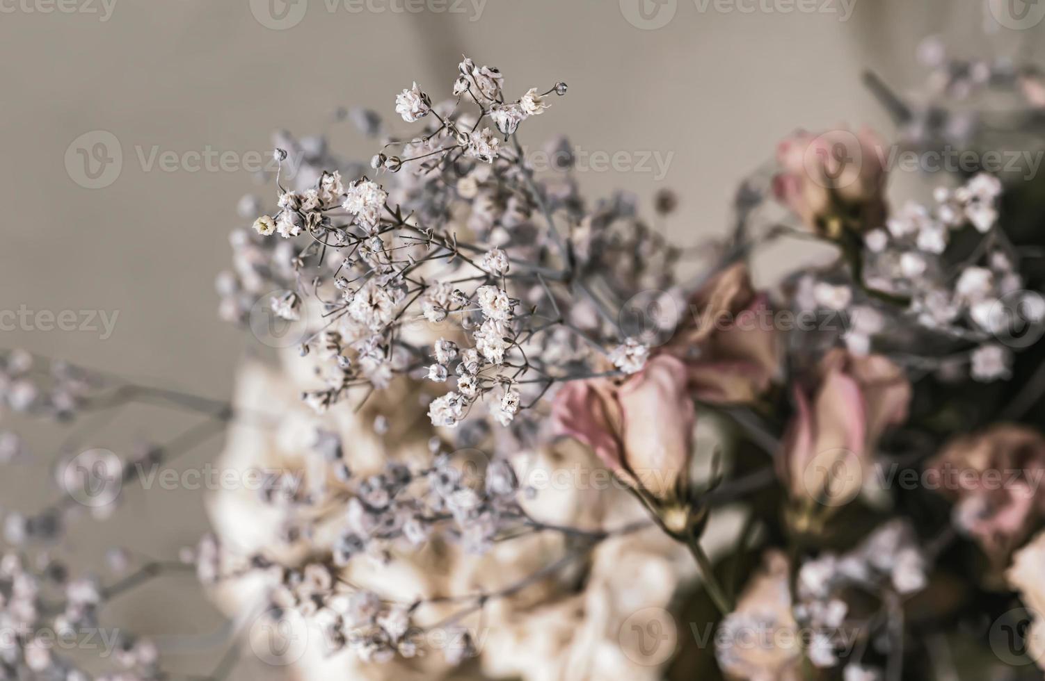 un mazzo di fiori secchi appassiti foto