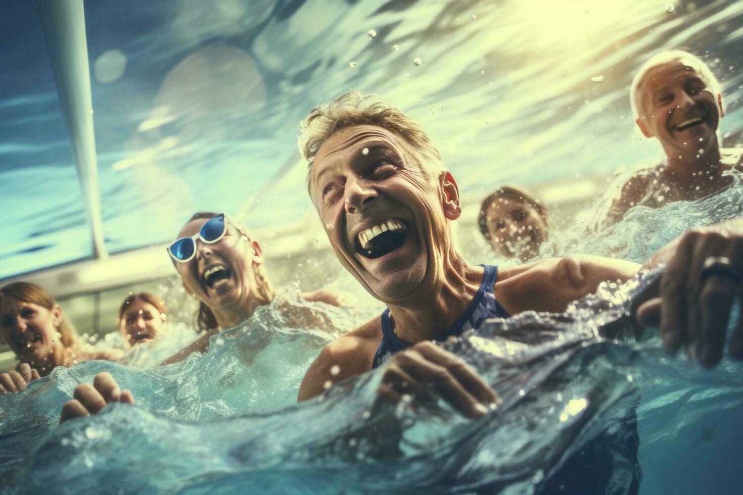 più vecchio persone nel nuoto piscina foto