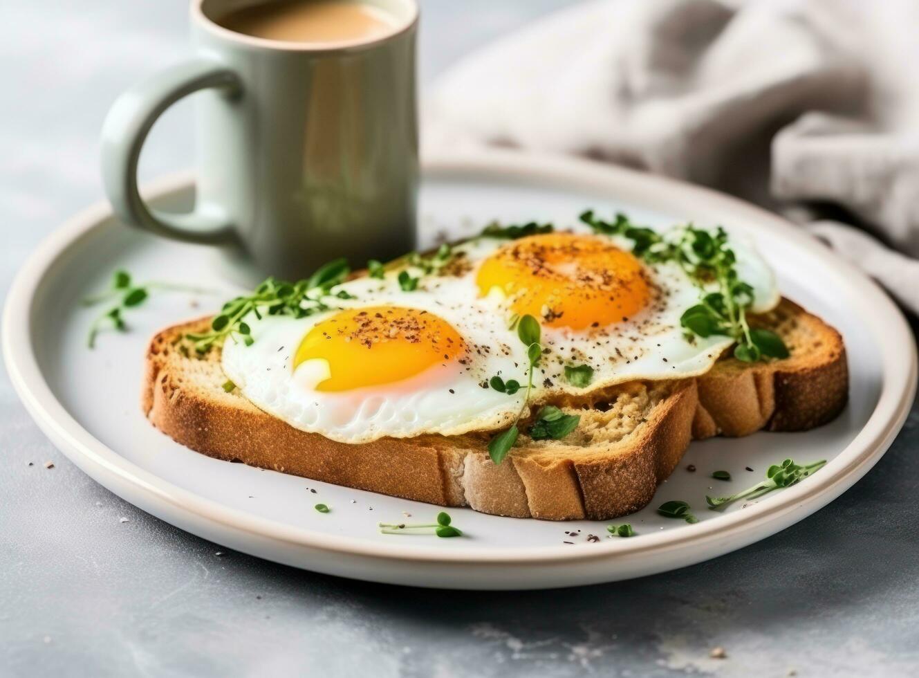 salutare colazione con fritte uova foto
