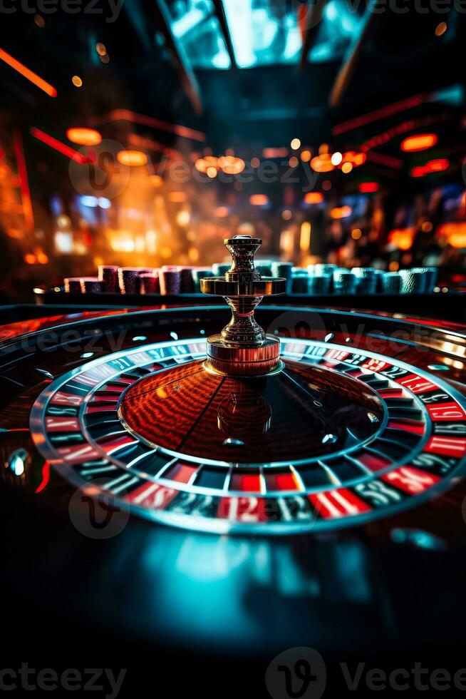 altamente contrastato in movimento Immagine in mostra un' roulette gioco essere giocato nel un' casinò foto