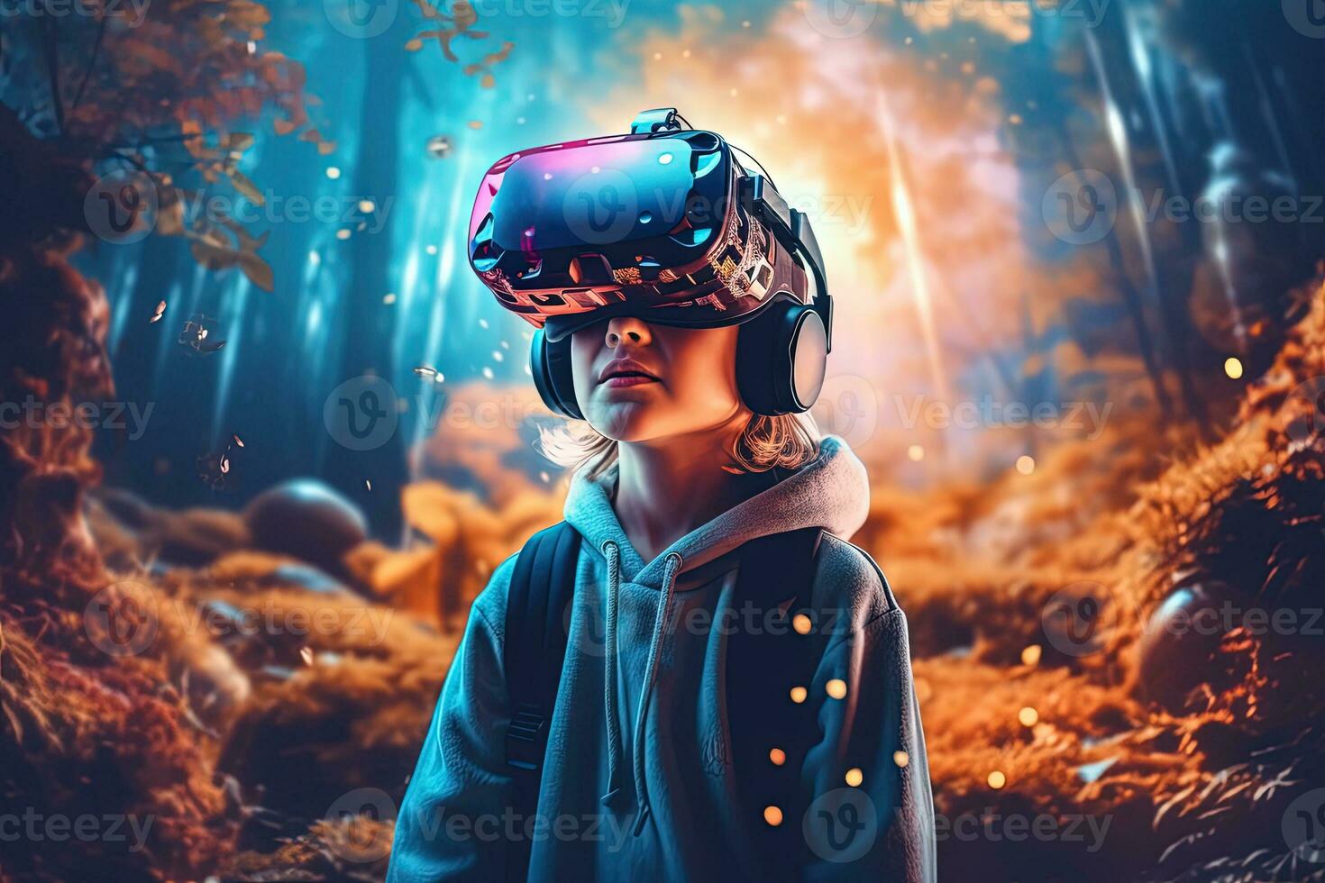 vr occhiali tecnologia concetto con indossabile bicchieri dispositivo. virtuale la realtà futuristico immersiva Esperienza. generato ai. foto