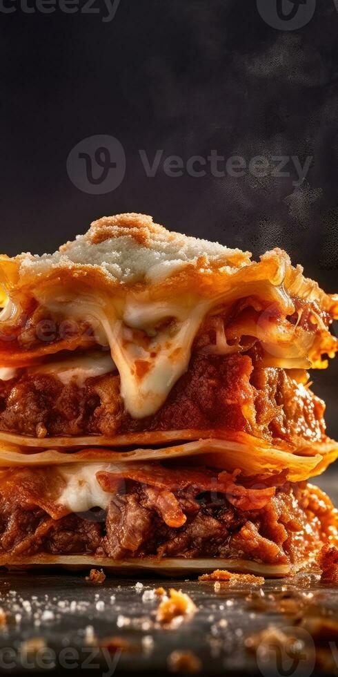 un' pila di Lasagna impilati su superiore di uno un altro foto