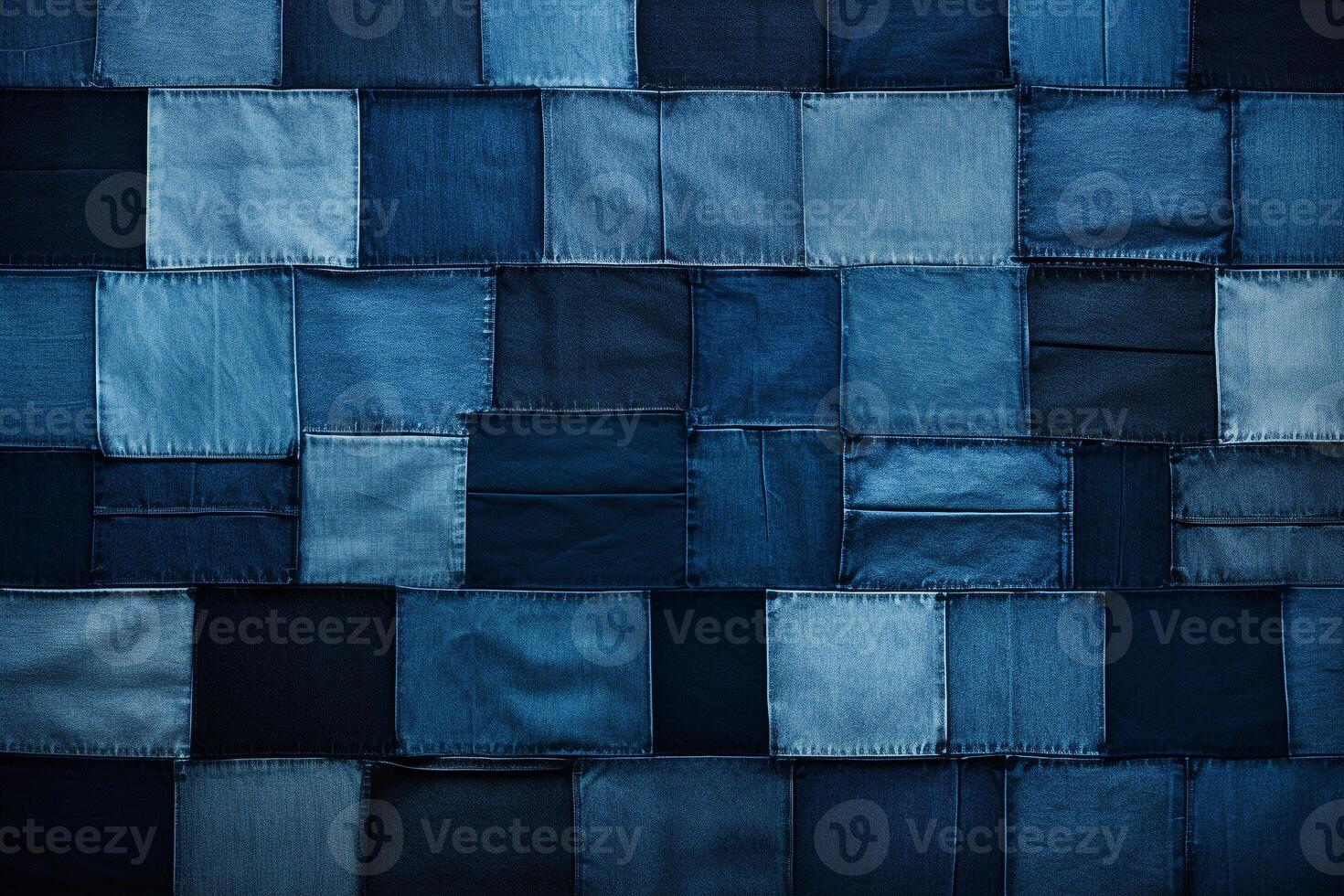 creativo patchwork di denim textures nel vario occhiali da sole di blu, ideale per incentrato sui giovani moda annunci ai generativo foto