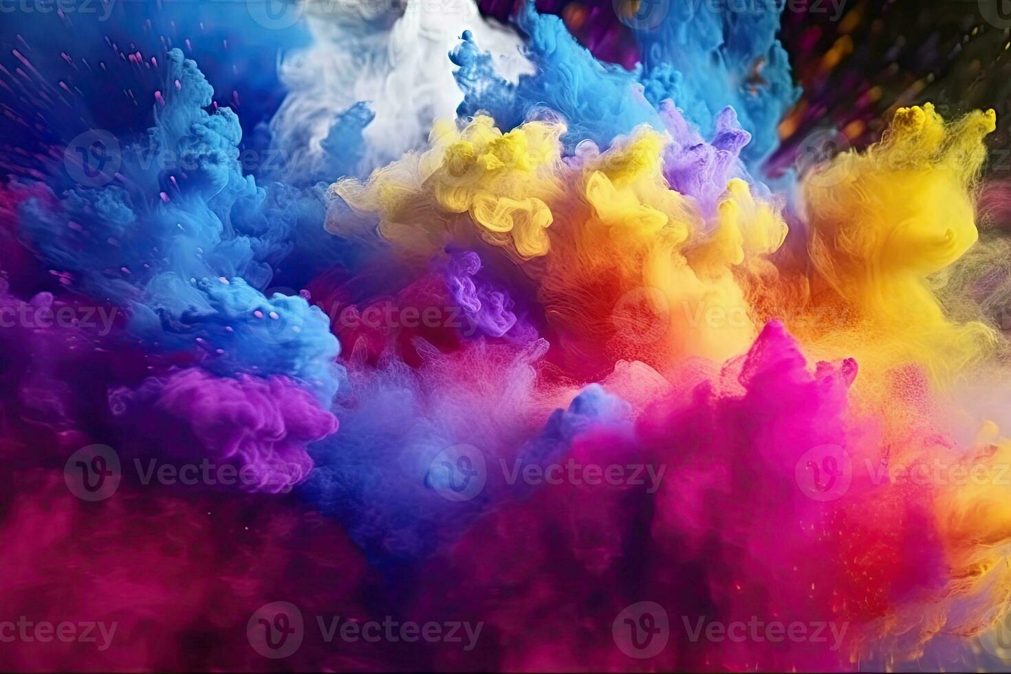 un' colorato polvere esplosione nel un' nero sfondo generativo ai foto