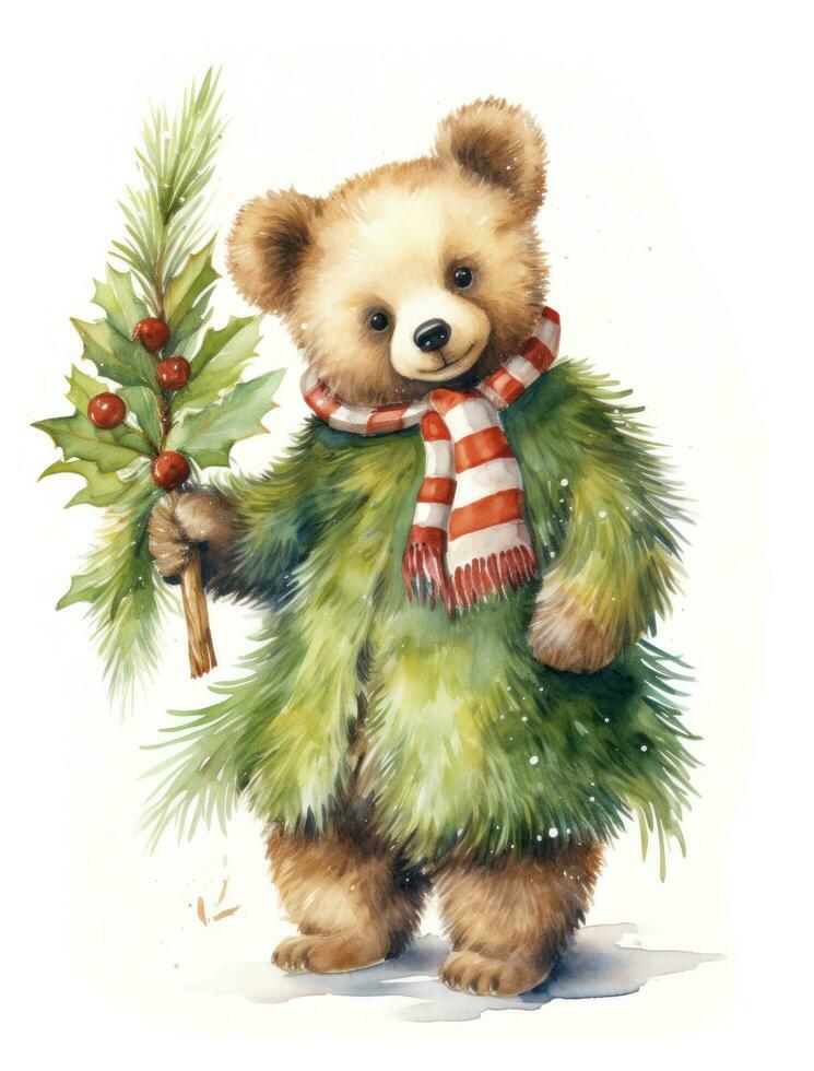 carino orso con Natale albero foto