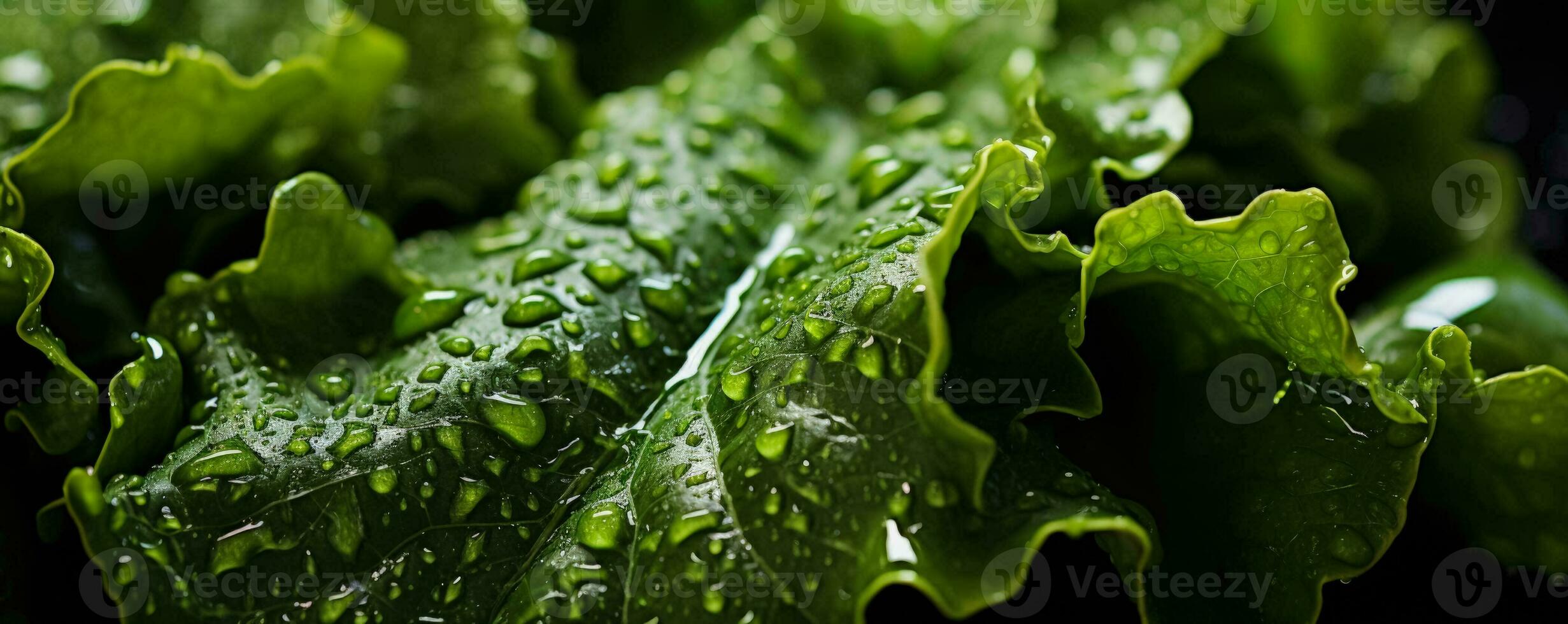 cavolo le foglie con acqua gocce foto