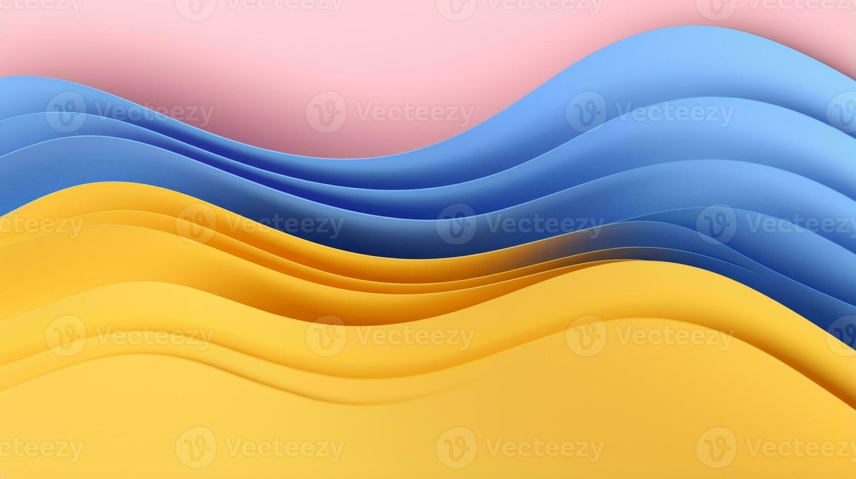 3d onda modello sfondo nel blu giallo e rosa colore . generativo ai foto