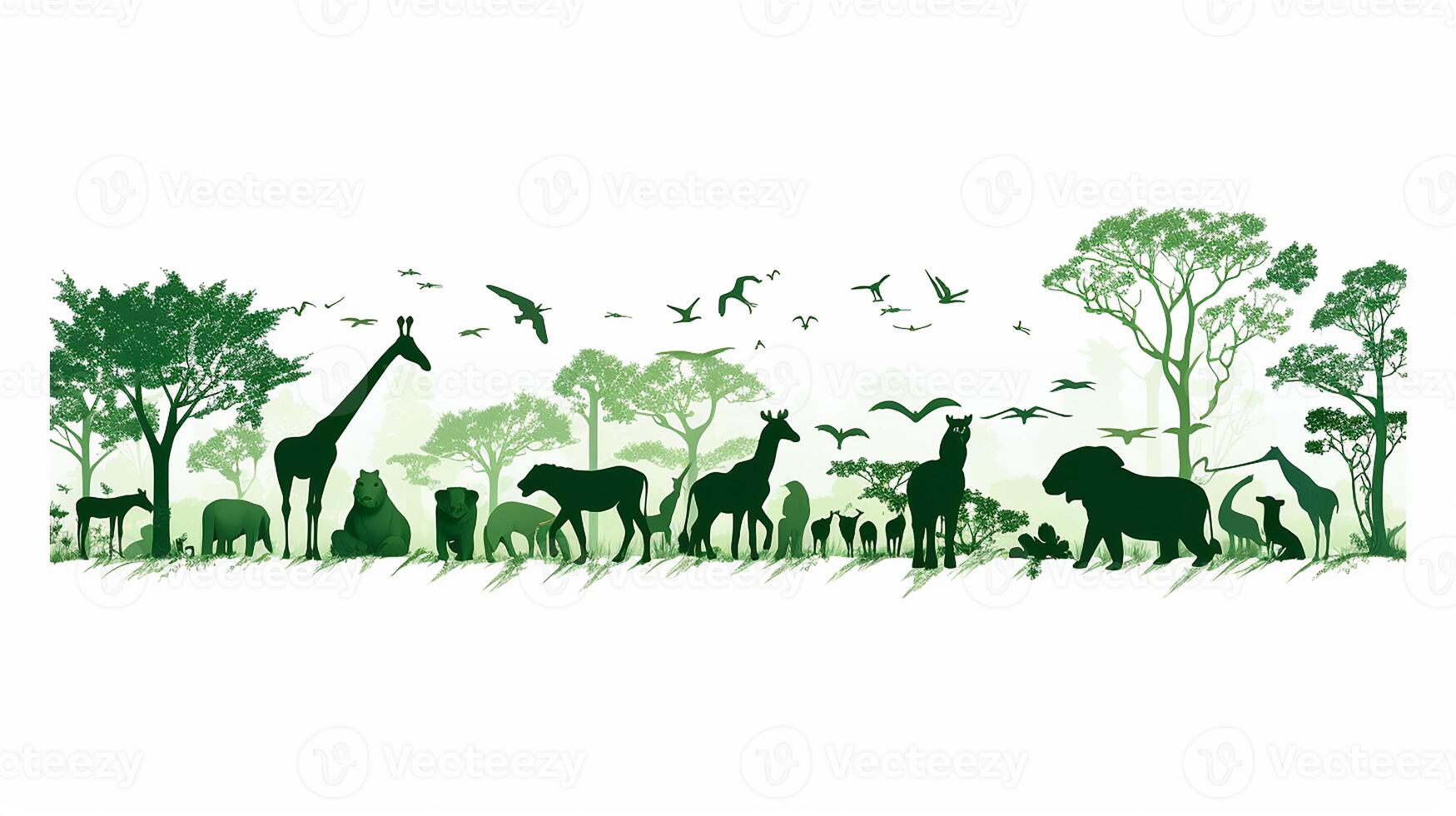 animale silhouette nel verde colore. generativo ai foto