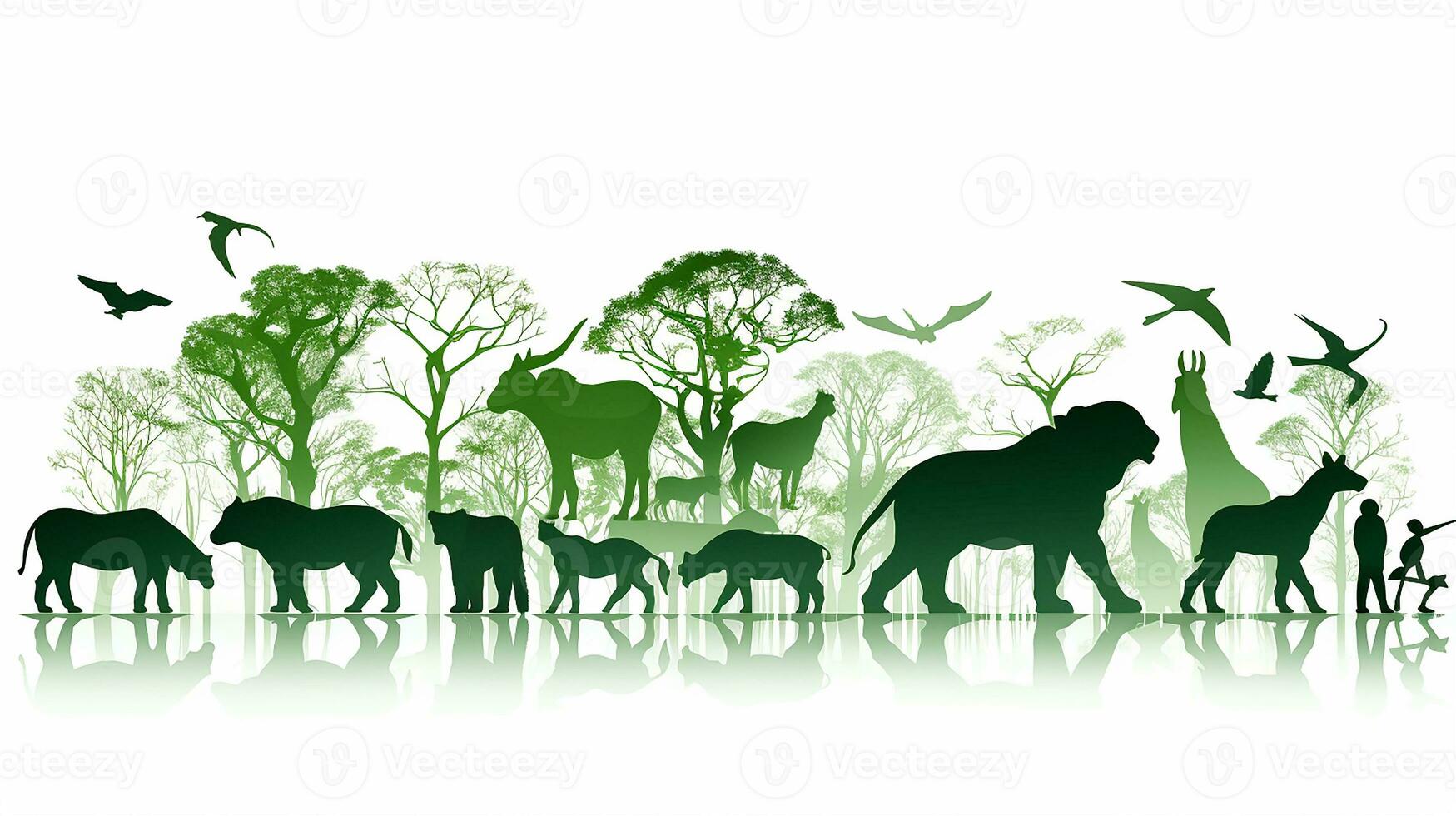 animale silhouette nel verde colore. generativo ai foto