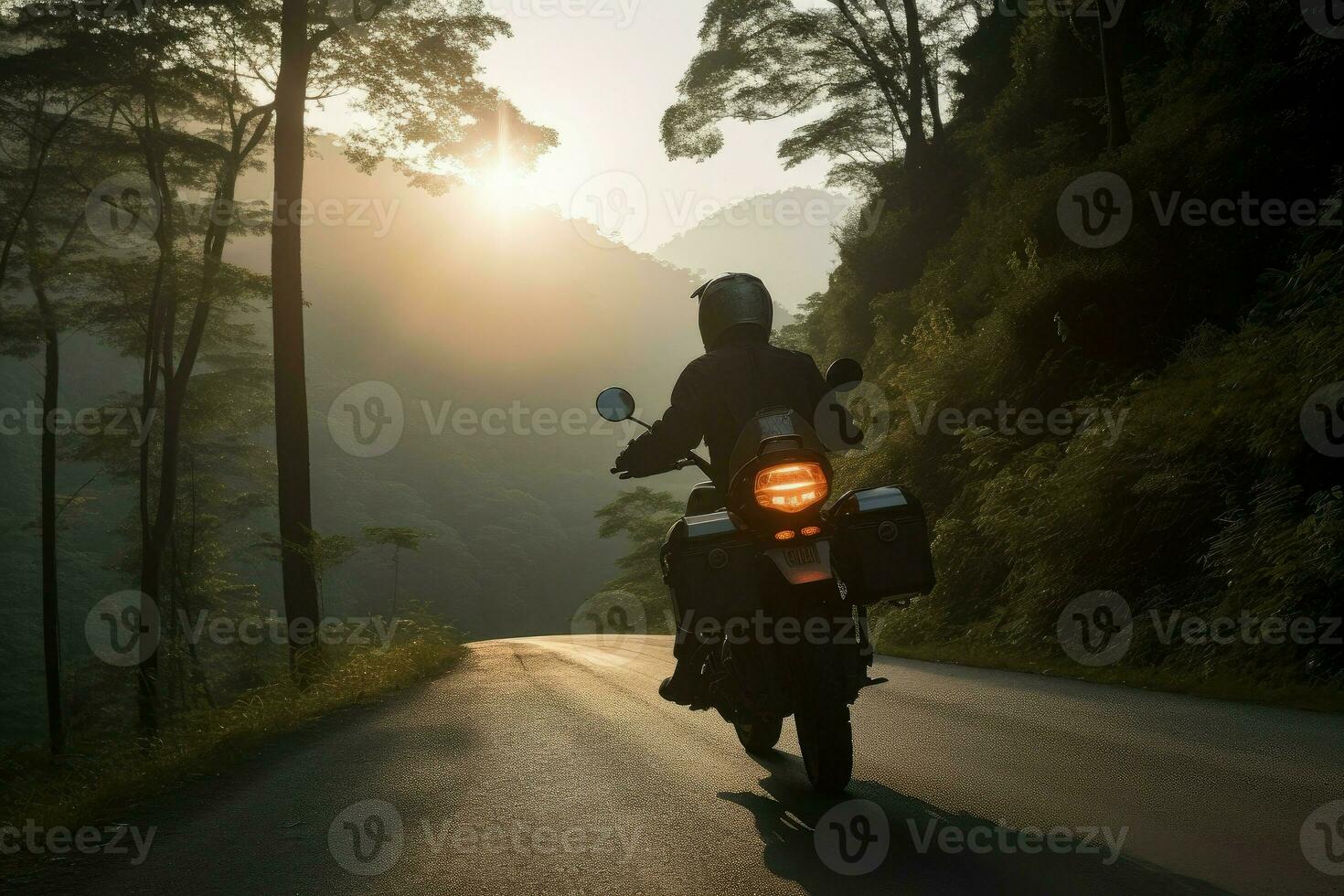 uomo equitazione motociclo. creare ai foto