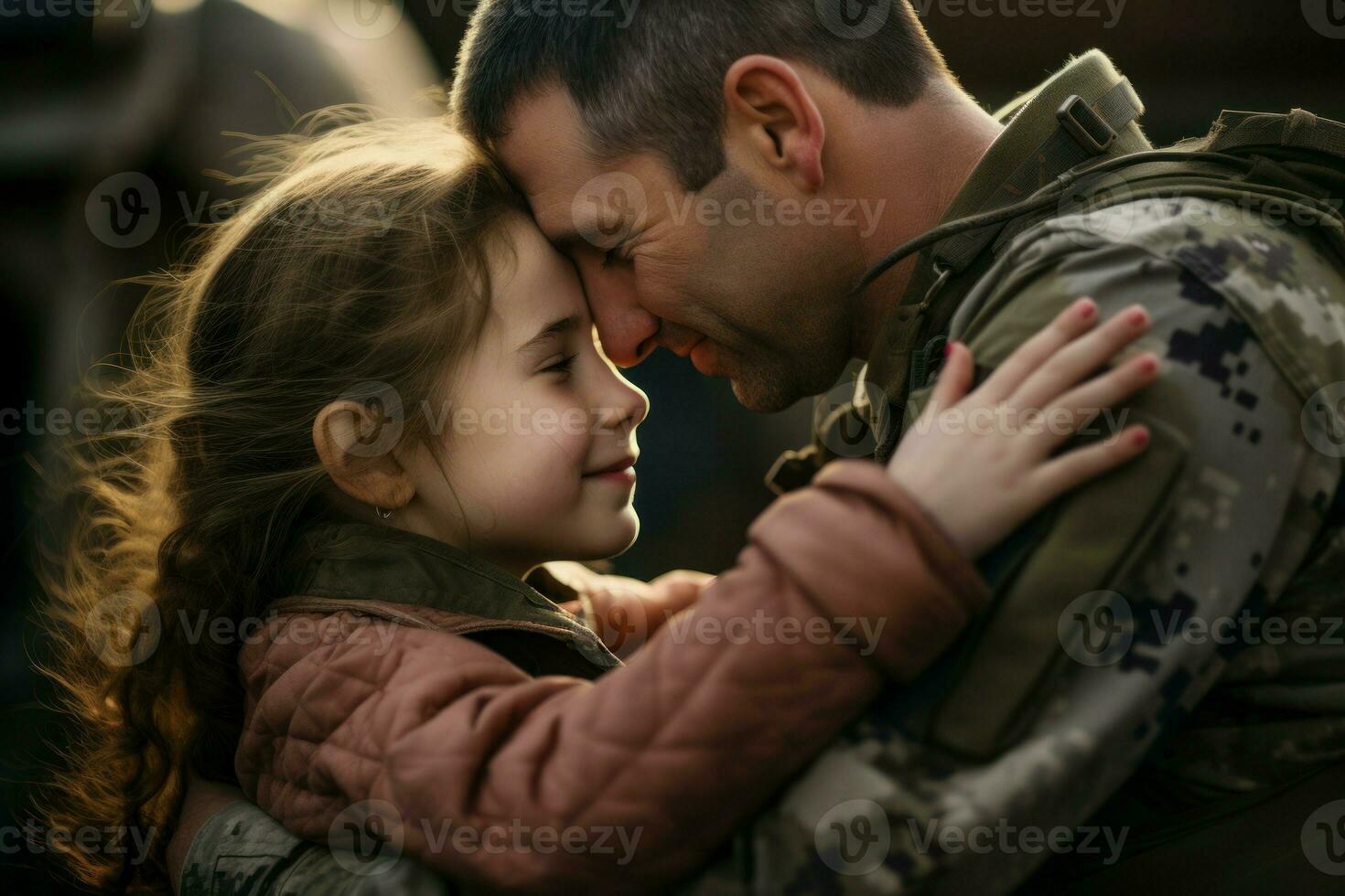 militare riunione padre figlia. creare ai foto