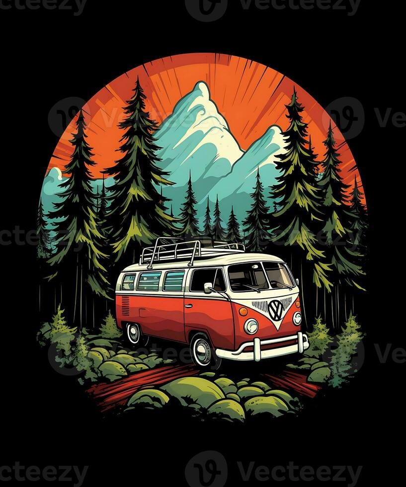 montagna estate campeggio maglietta design sfondo foto
