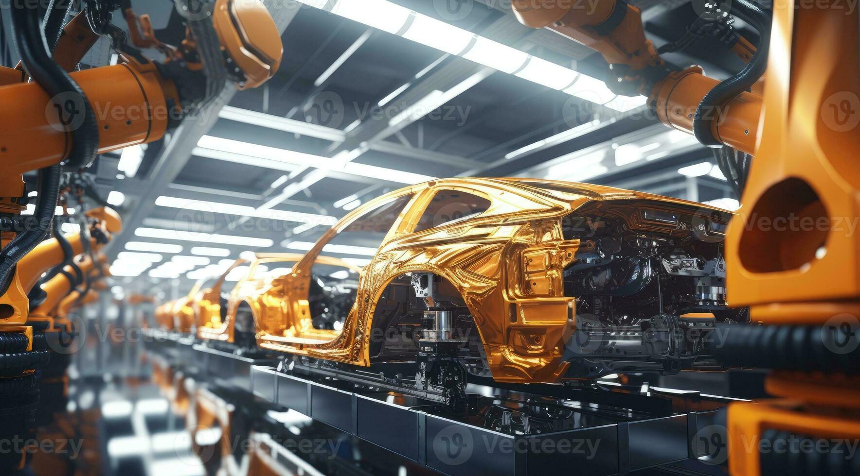 moderno auto produzione fabbrica, robotica nel veicolo produzione foto