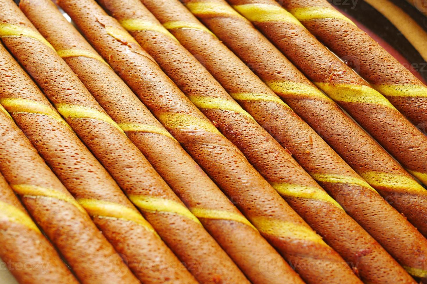 dettaglio corto di wafer roll cioccolato foto