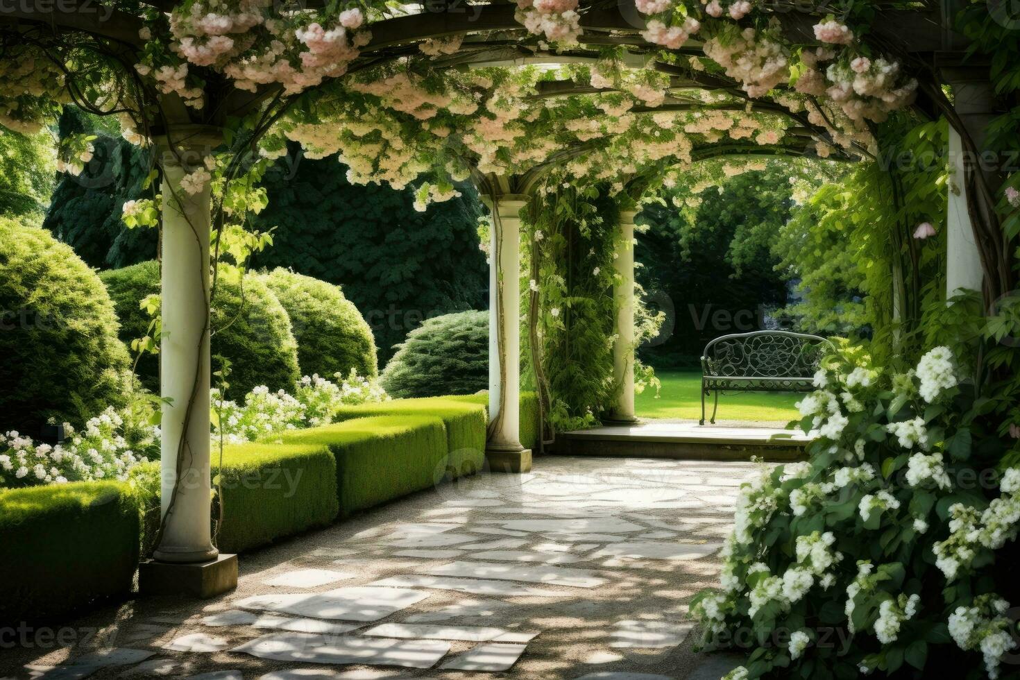 fioritura fiori nel un' giardino, bellissimo villa nel il giardino. foto