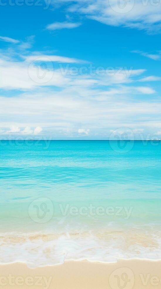 sereno spiaggia paesaggio con ampio spazio nel cielo e acque ai generativo foto