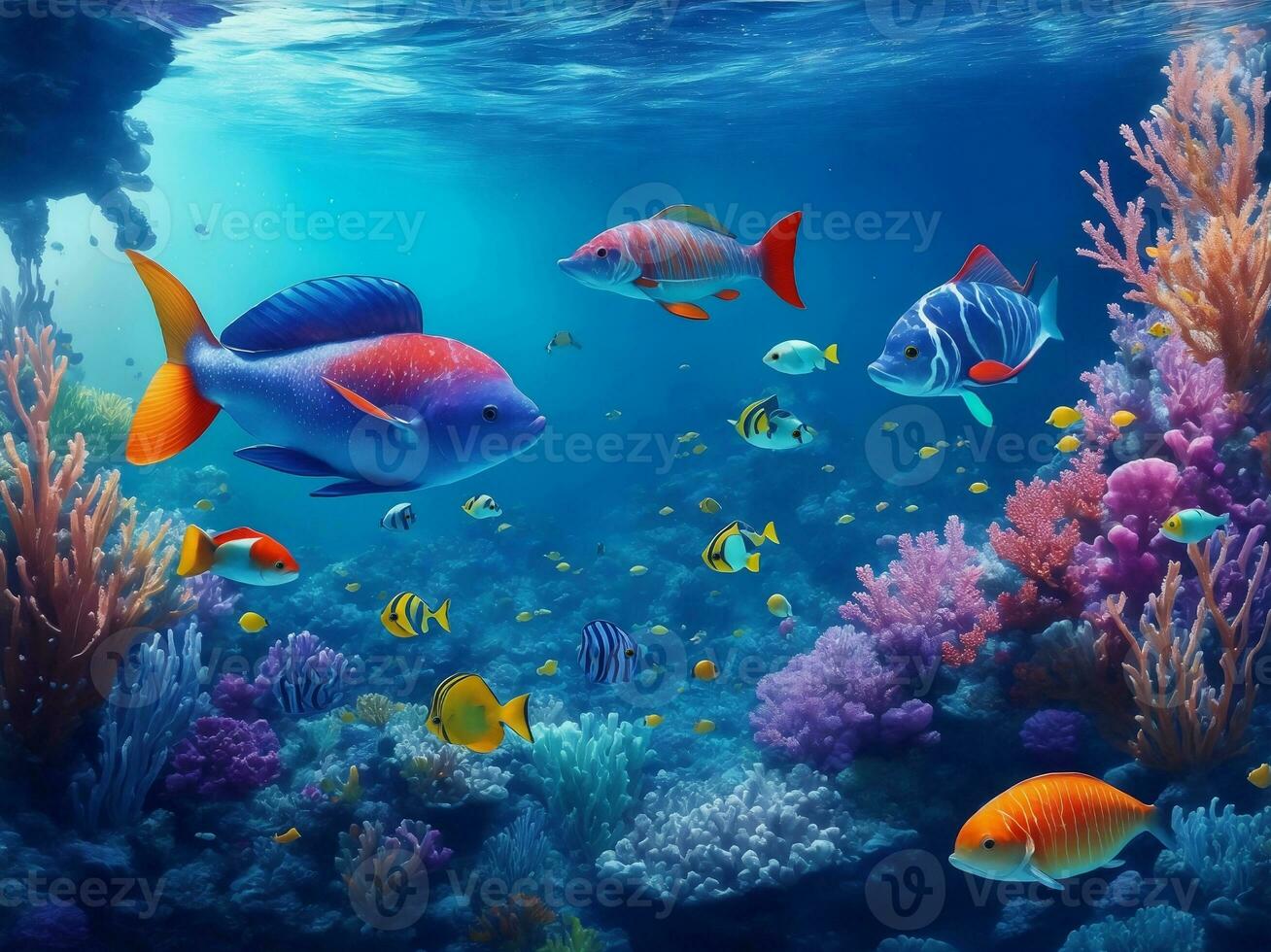 sotto il mare subacqueo mondo, generativo ai illustrazione. foto