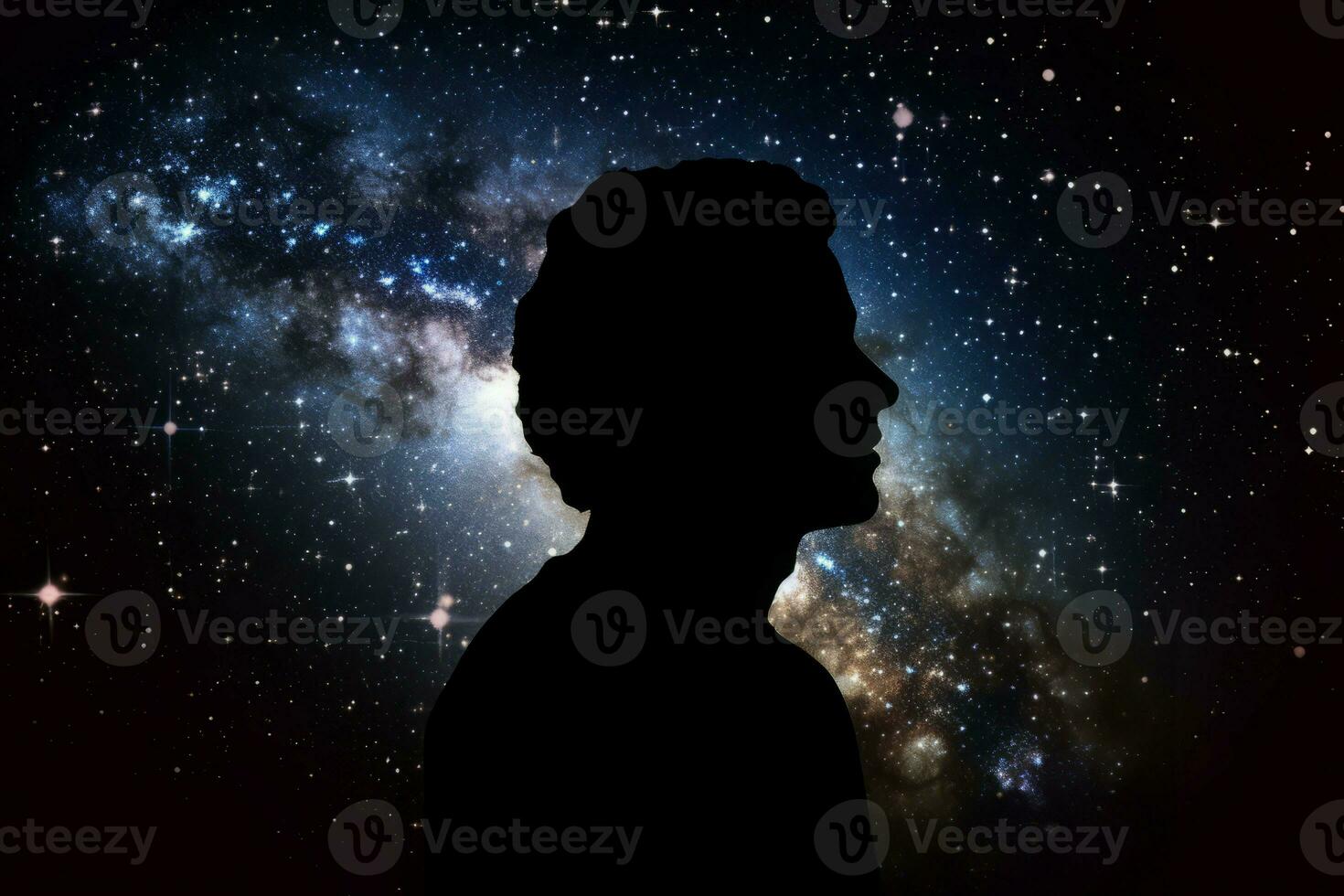 silhouette uomo galassia. creare ai foto