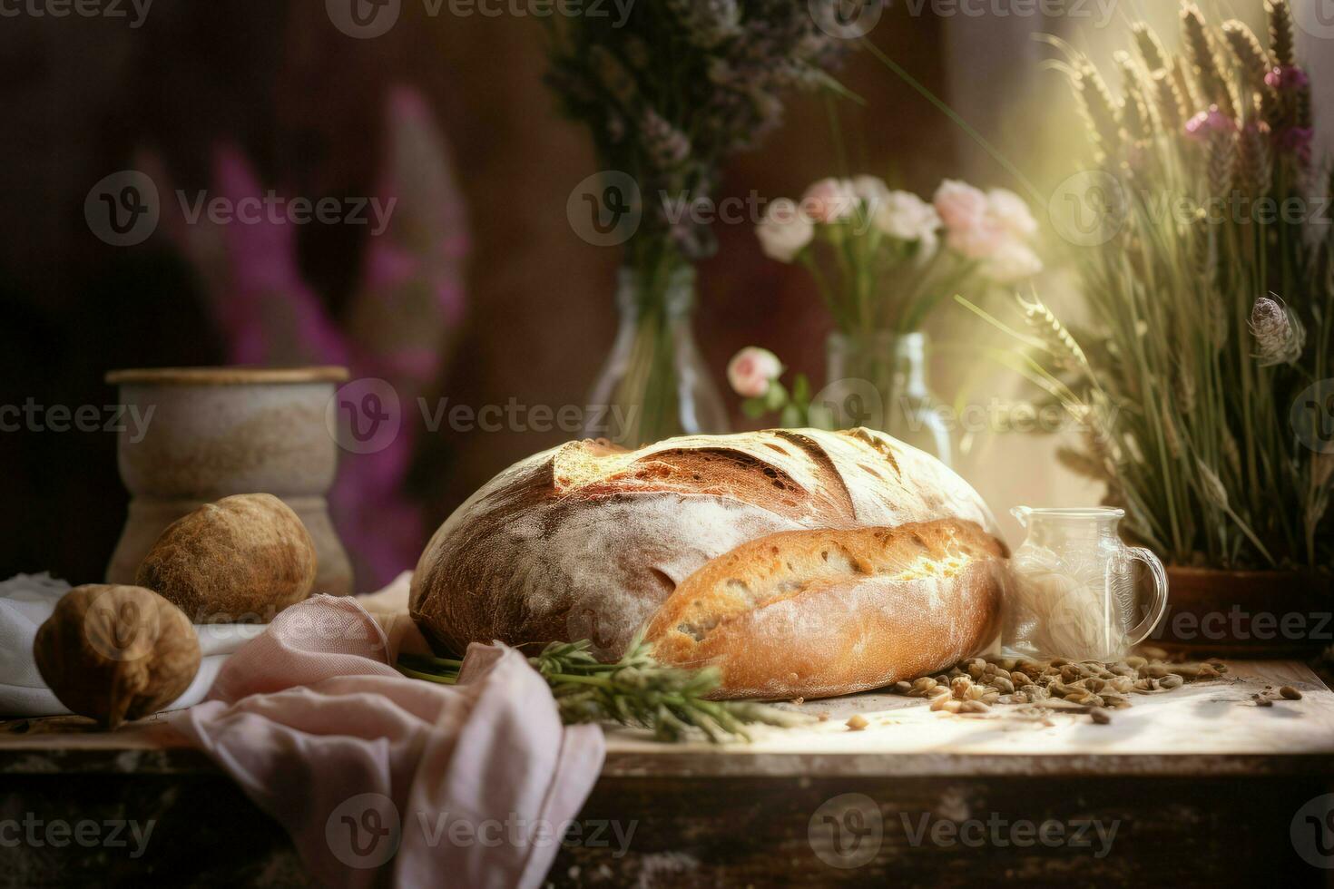 fresco azienda agricola pane. creare ai foto