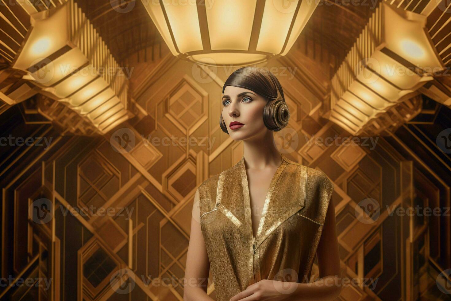 elegante retrò oro donna. creare ai foto