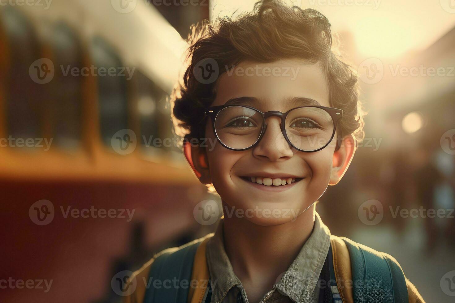 contento scuola sorridente ragazzo. creare ai foto