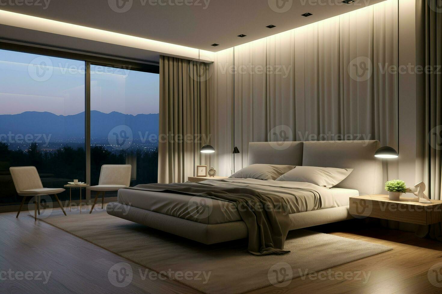 moderno Residenziale Camera da letto. creare ai foto