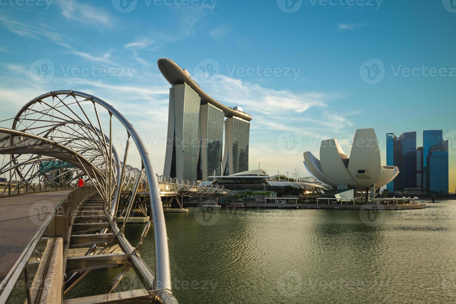 skyline del paesaggio della baia di marina, singapore foto