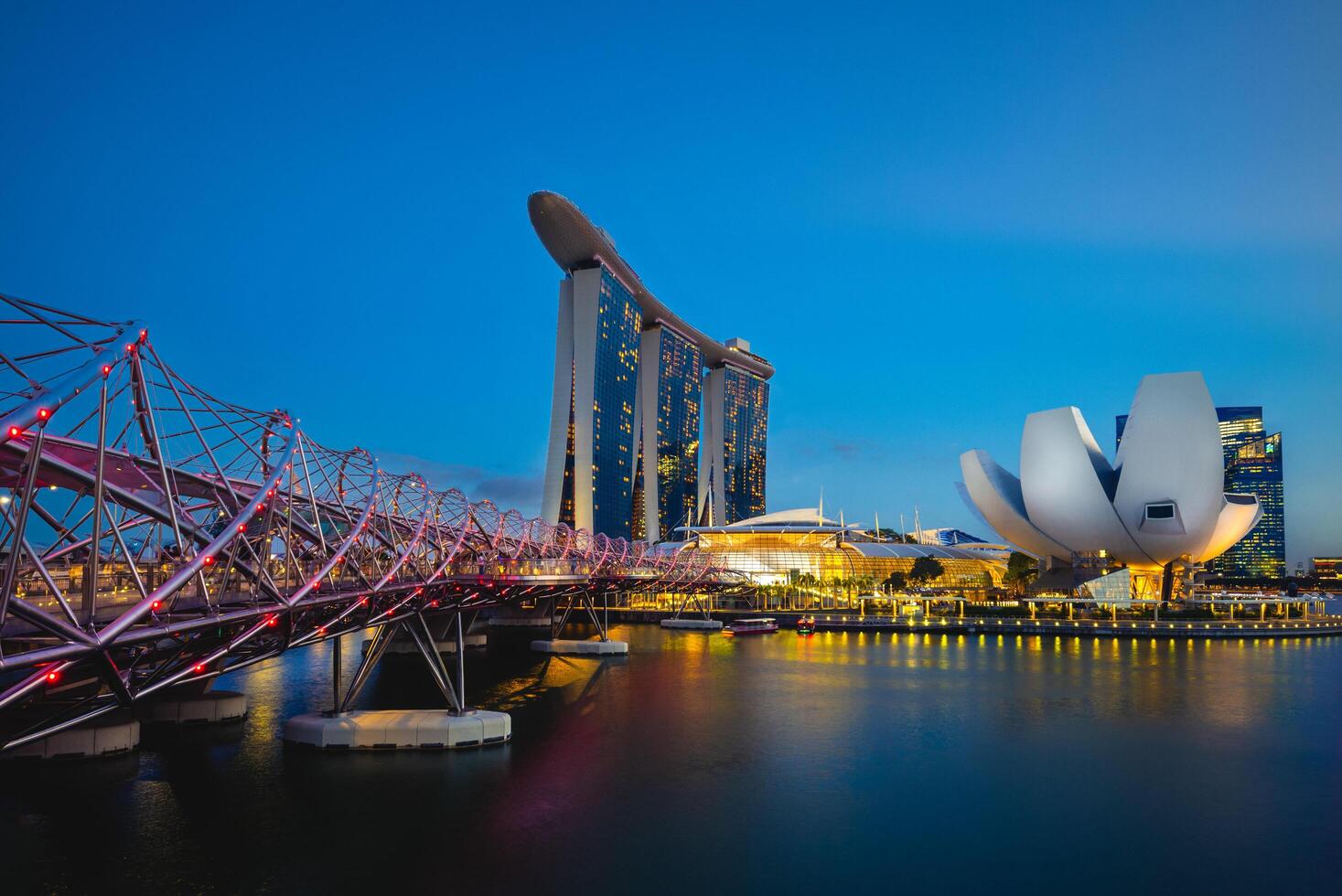 skyline del paesaggio della baia di marina, singapore foto