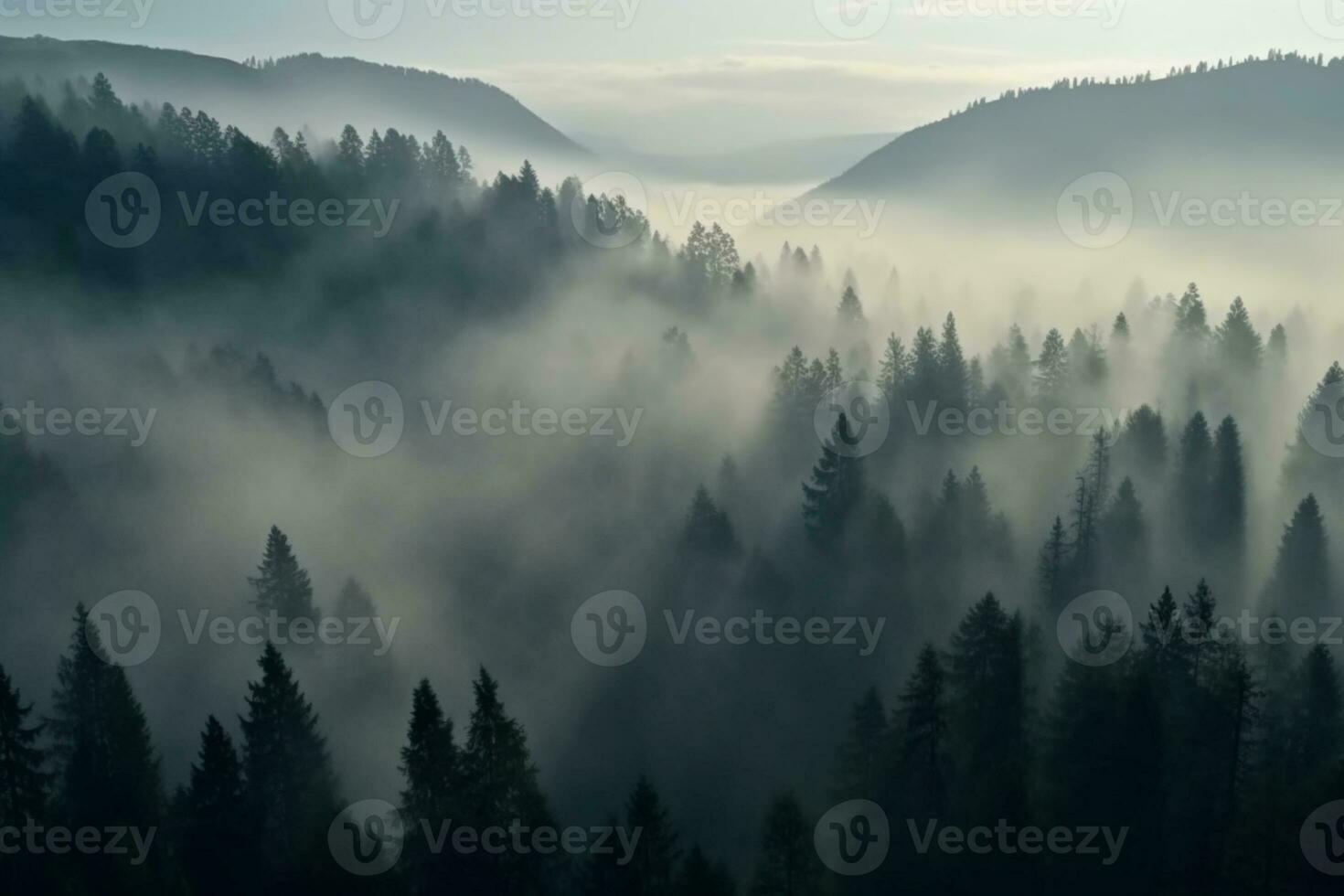 atmosferico composizione con un' di spessore strato di smokey nebbia. ai generato foto