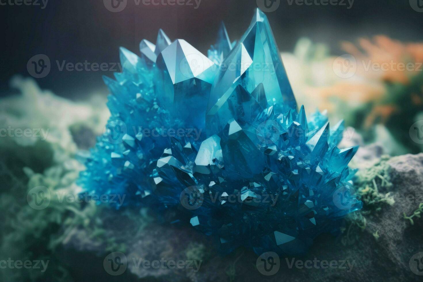 blu cristalli grappolo. creare ai foto