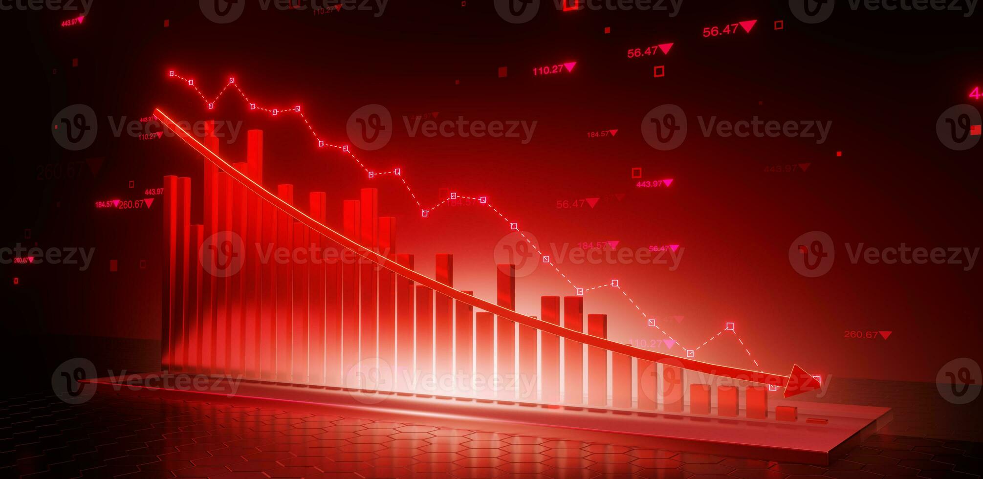 3d grafico di azione caduta mercato investimento foto