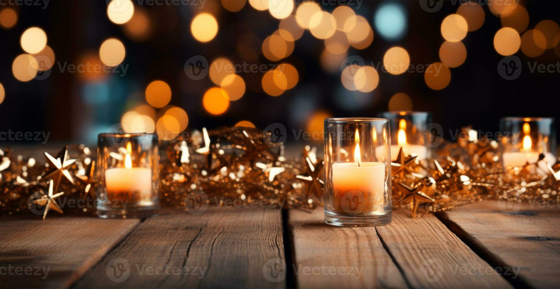 Natale ardente candela, sfocato bokeh sfondo, nuovo anno - ai generato Immagine foto