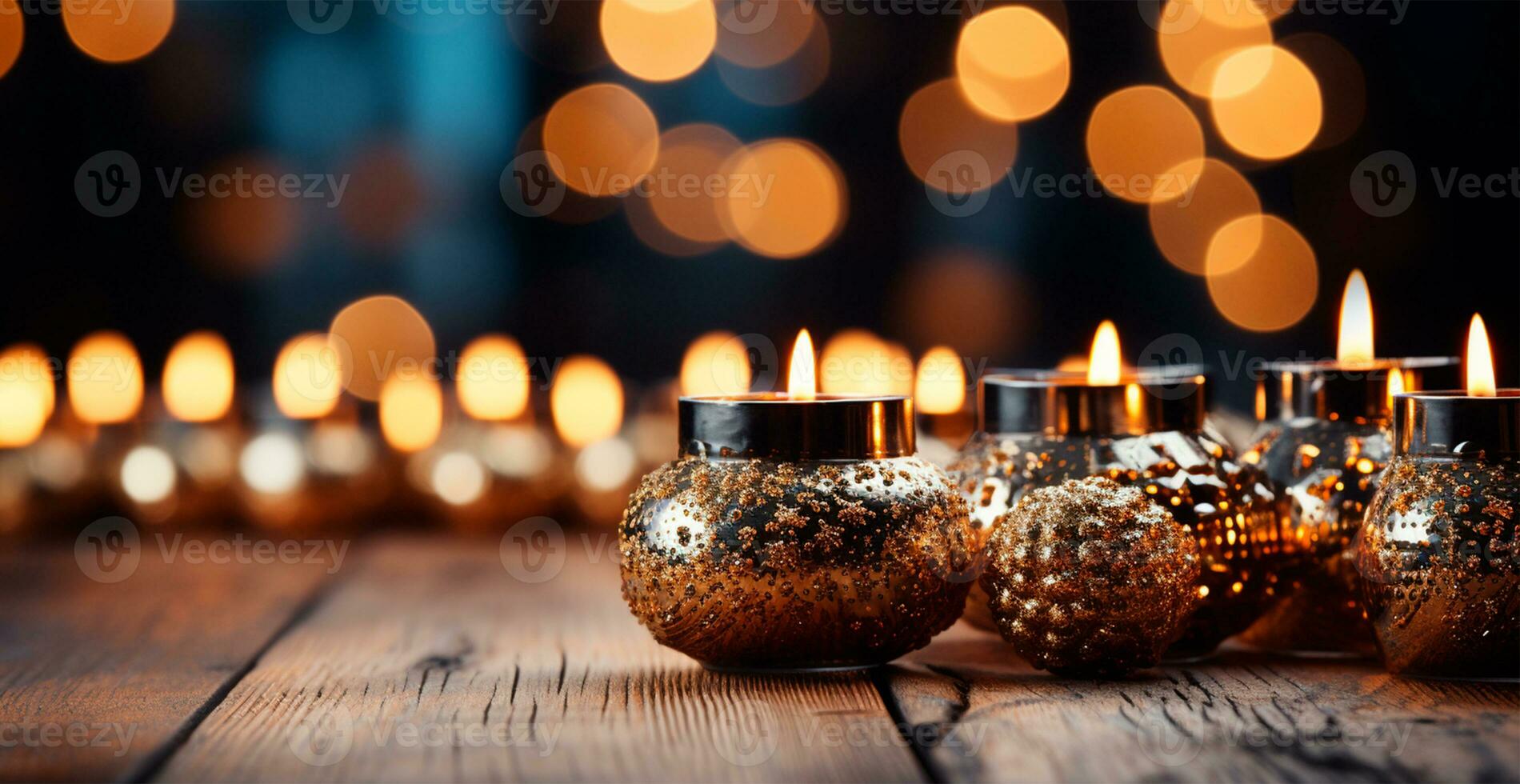 Natale ardente candela, sfocato bokeh sfondo, nuovo anno - ai generato Immagine foto
