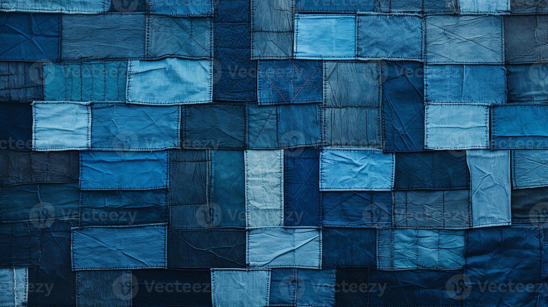 creativo patchwork di denim textures nel vario occhiali da sole di blu, ideale per incentrato sui giovani moda annunci ai generativo foto