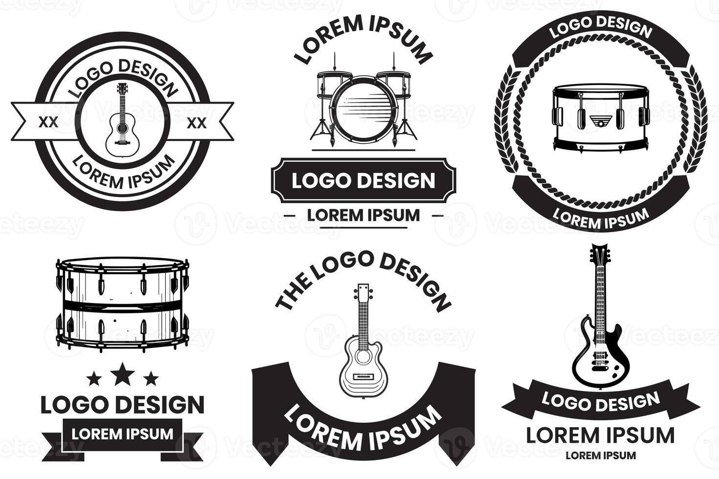 musicale strumento logo nel piatto linea arte stile foto