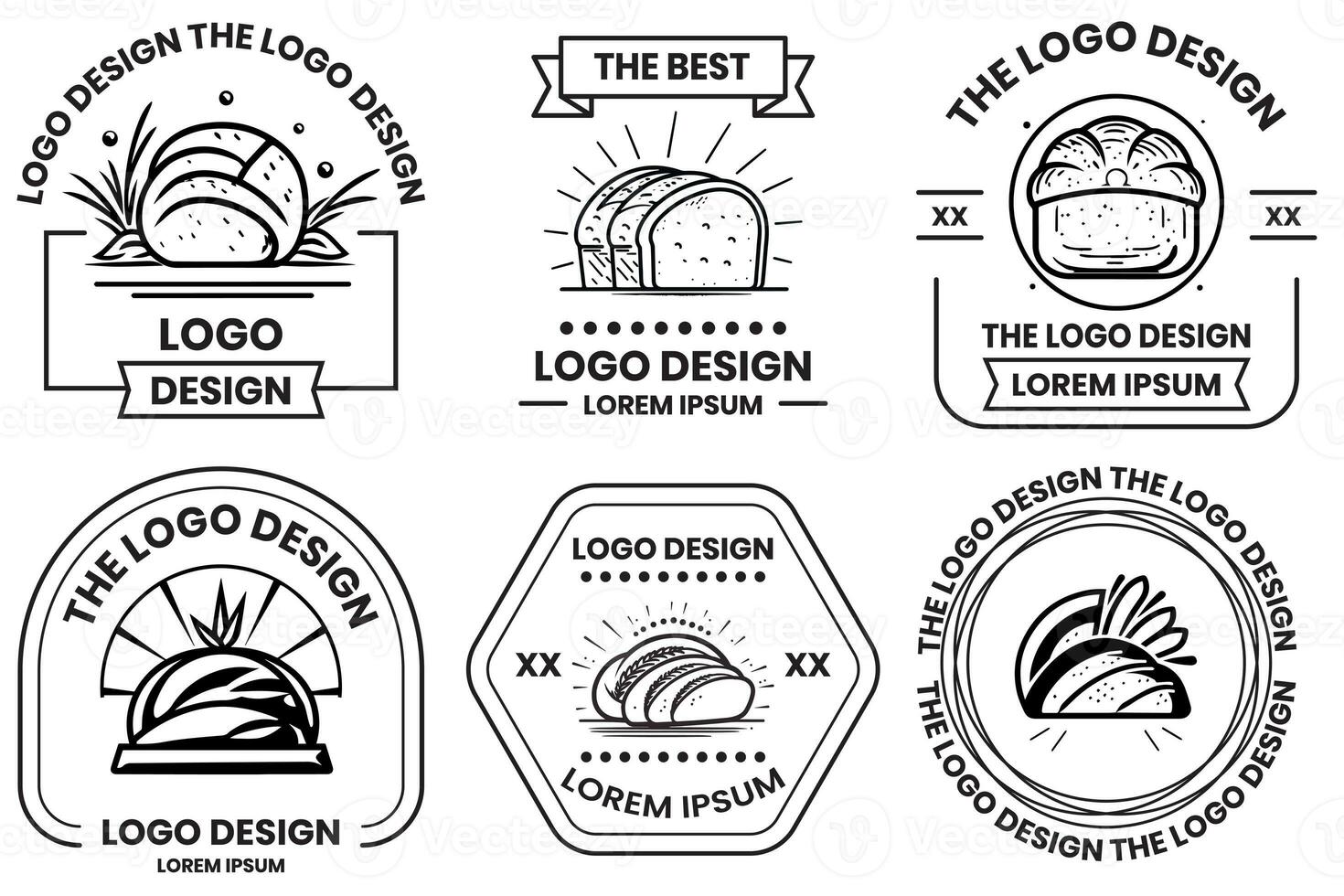 pane negozio logo nel piatto linea arte stile foto