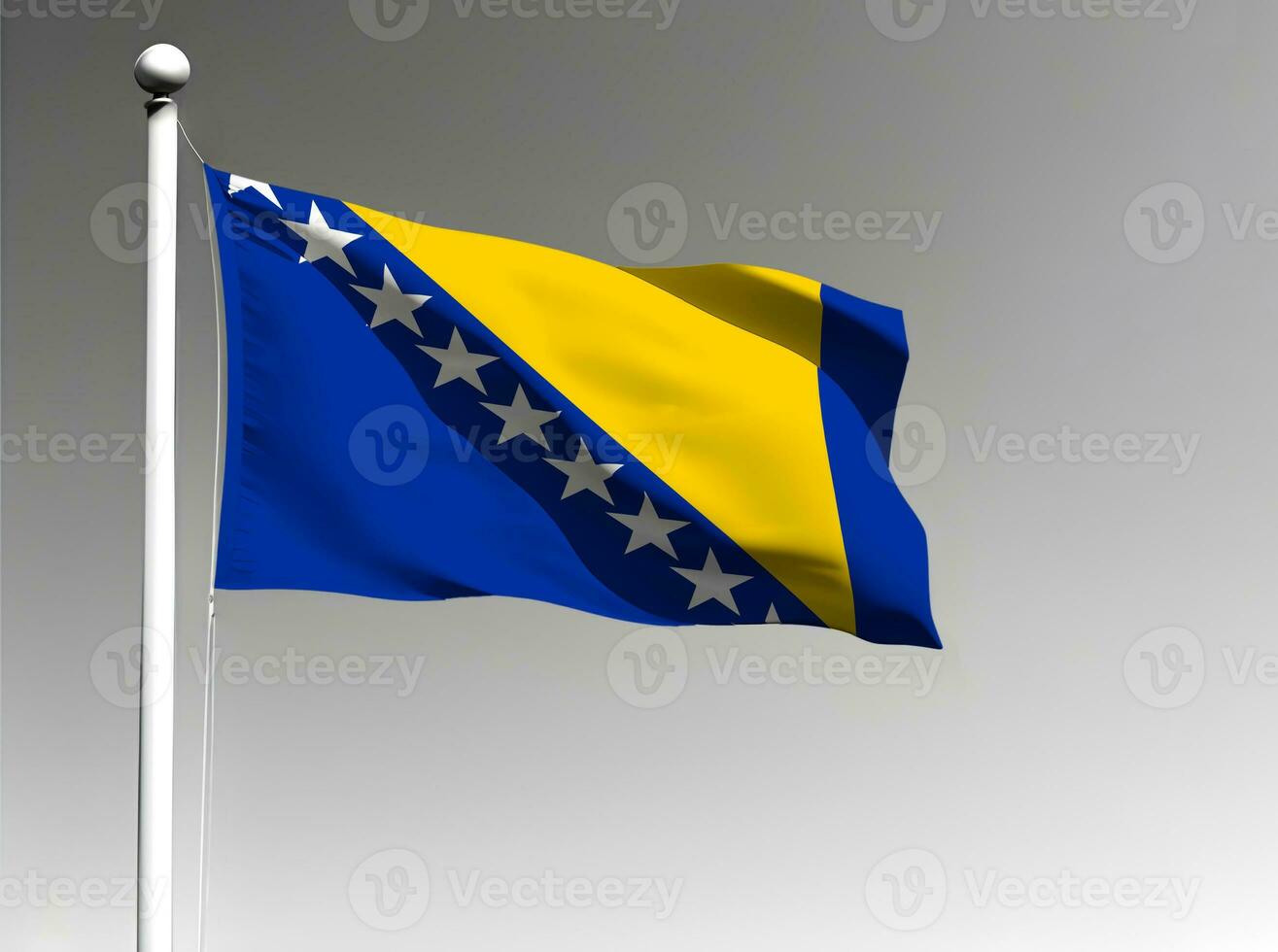 bosnia nazionale bandiera agitando su grigio sfondo foto