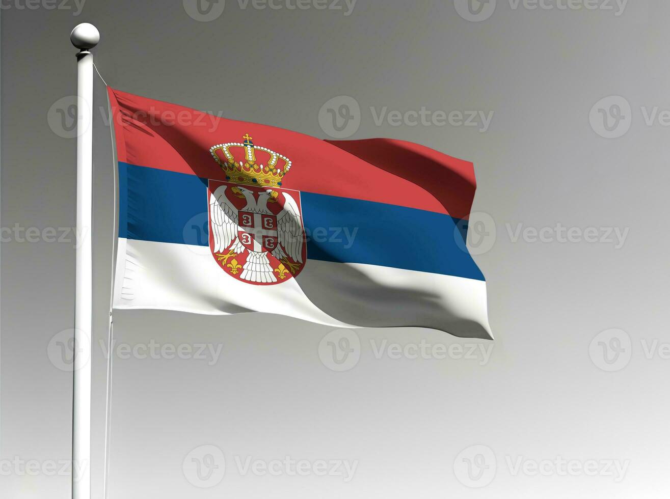 Serbia nazionale bandiera agitando su grigio sfondo foto