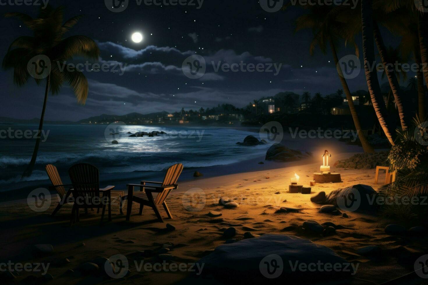 stellato spiaggia notte cielo. creare ai foto