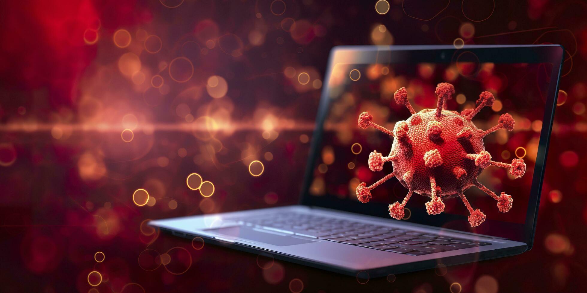 computer schermo mostrando un installazione aggiornare notifica con un' virus simbolo, ai generativo foto